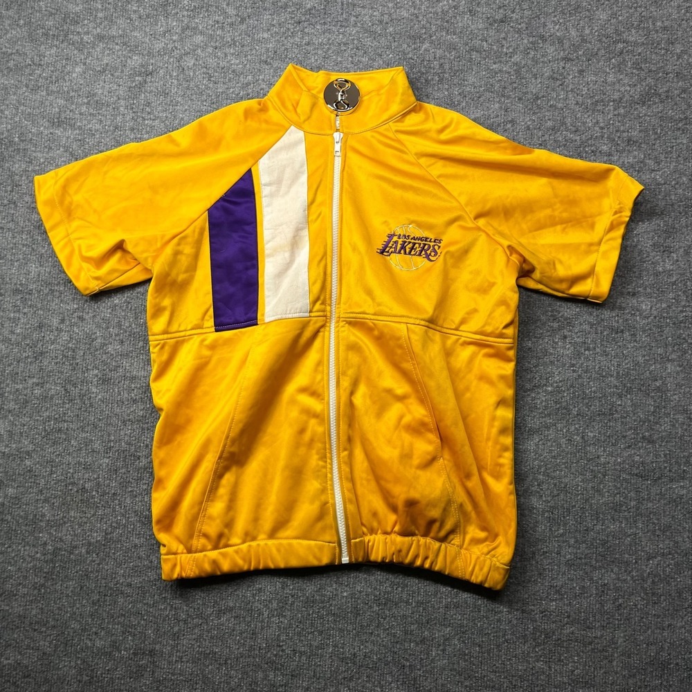 VTG Los Angeles Lakers Short‎ Sleeve Track Jacket Gold Sports USA Made - Medium